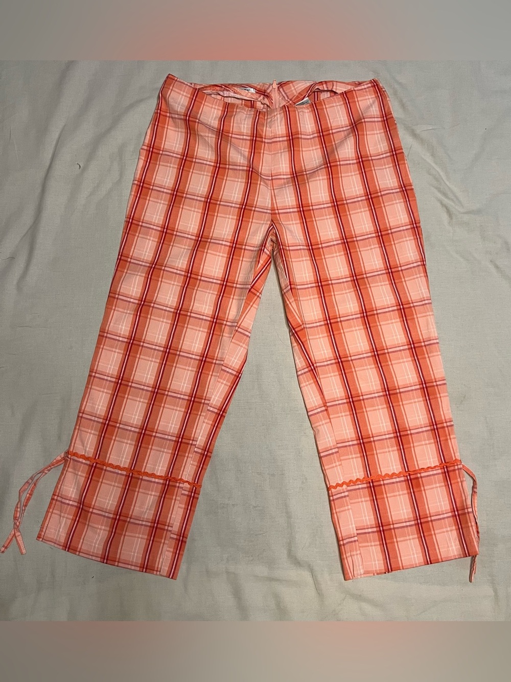 City Streets Pink and Coral Plaid Pull-On Pants